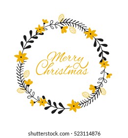 Merry Christmas. Round frame on a white background.