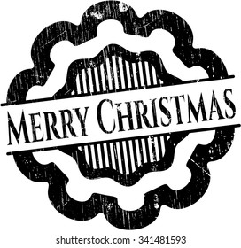 Merry Christmas rubber seal with grunge texture