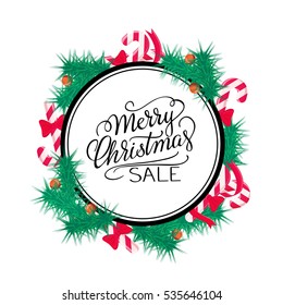 Merry Christmas sale background. Vector art.
