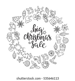 Merry Christmas sale background. Vector art.