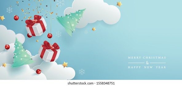 Merry christmas sale banner background.Merry Christmas text Calligraphic Lettering Vector illustration. 