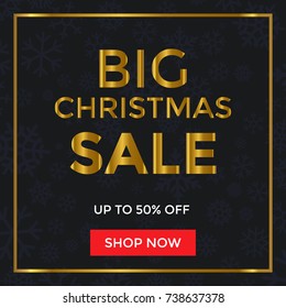 Merry christmas sale banner with snowflakes. Vector illustration template. greeting cards. EPS10