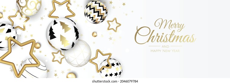 Merry Christmas sale banner template. Greeting card, banner, poster, header for website