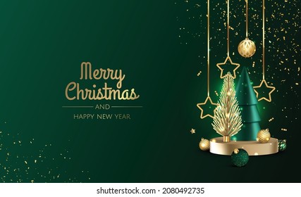 Merry Christmas sale banner template. Greeting card, banner, poster, header for website