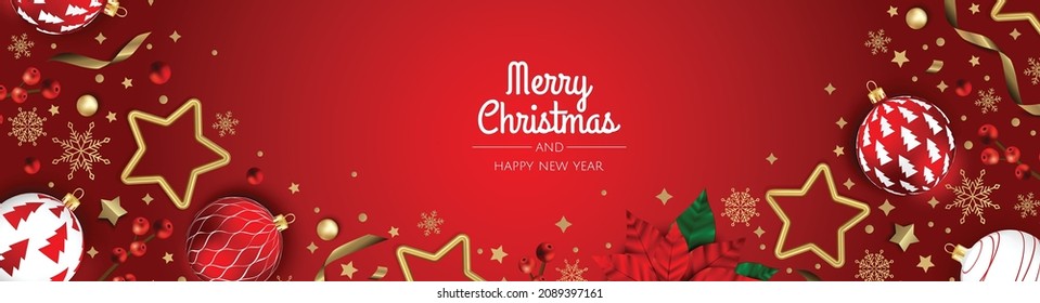 Merry Christmas sale banner template. Greeting card, banner, poster, header for website