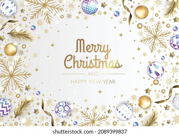 Merry Christmas sale banner template. Greeting card, banner, poster, header for website