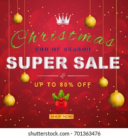 Merry Christmas sale, Clearance sale premium template design for online shopping, product promotions, website badges, advertising, e-commerce, social media ads, email marketing, flyer, newsletter

