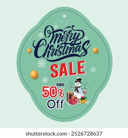 Merry Christmas Sale Dangler Design Template, Up to 50% Off offer Tag Creation. 