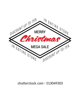 Merry Christmas sale design template. Xmas banner. Christmas decoration vector design elements. Typographic elements, vintage labels, frames, ribbons. Flourishes calligraphic. Vector illustration