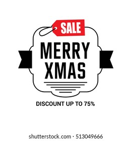 Merry Christmas sale design template. Xmas banner. Christmas decoration vector design elements. Typographic elements, vintage labels, frames, ribbons. Flourishes calligraphic. Vector illustration