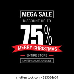 Merry Christmas sale design template. Xmas banner. Christmas decoration vector design elements. Typographic elements, vintage labels, frames, ribbons. Flourishes calligraphic. Vector illustration