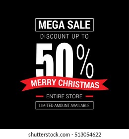 Merry Christmas sale design template. Xmas banner. Christmas decoration vector design elements. Typographic elements, vintage labels, frames, ribbons. Flourishes calligraphic. Vector illustration