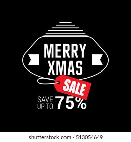 Merry Christmas sale design template. Xmas banner. Christmas decoration vector design elements. Typographic elements, vintage labels, frames, ribbons. Flourishes calligraphic. Vector illustration