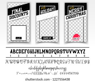 Merry Christmas sale. Editable Stories template and 2 hand made font - bold, script.