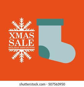 merry christmas sale happy holiday vector illustration design