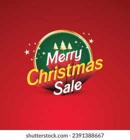 Merry Christmas Sale Logo Unit Vector. Festival Offers, Retail, Marketing, Promotional Design