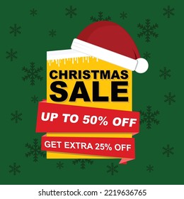 Merry Christmas sale promotion poster vector illustration.