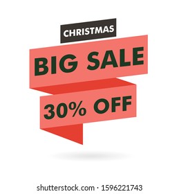 Merry Christmas Sale, Red Gift Voucher, Discount Template Vector Illustration EPS10