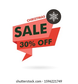 Merry Christmas Sale, Red Gift Voucher, Discount Template Vector Illustration EPS
