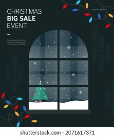 Merry Christmas sale shopping template. 