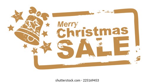 merry christmas sale, stamp golden colour