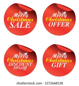 Merry Christmas sale stickers set.Vector illustration