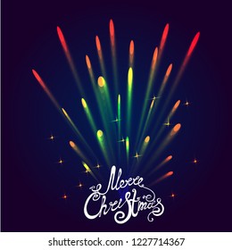 merry Christmas, salute vector illustration on dark background