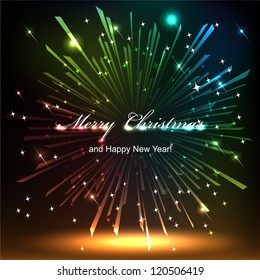 Merry Christmas. Salute- vector isolated on black background