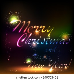 Merry Christmas. Salute- vector isolated on black background