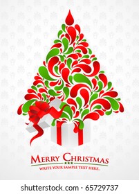 Merry Christmas sample text with colorful abstract christmas tree