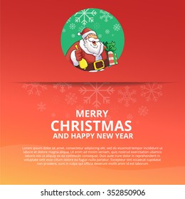 Merry Christmas Santa Character Snow Flake Background