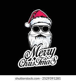 Merry Christmas with Santa claus background T-shirt design