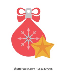 merry christmas santa claus bag with snowflake vector illustration design