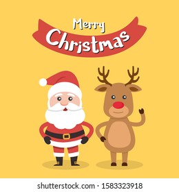 Merry Christmas! Santa Claus card and Merry Christmas reindeer.