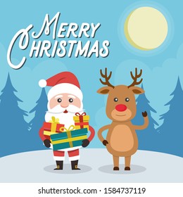 Merry Christmas! Santa Claus card and Merry Christmas reindeer.