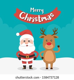 Merry Christmas! Santa Claus card and Merry Christmas reindeer.