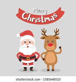 Merry Christmas! Santa Claus card and Merry Christmas reindeer.