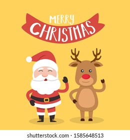 Merry Christmas! Santa Claus card and Merry Christmas reindeer.