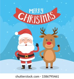 Merry Christmas! Santa Claus card and Merry Christmas reindeer.