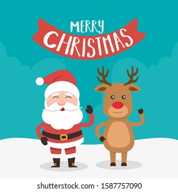 Merry Christmas! Santa Claus card and Merry Christmas reindeer.