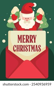 merry christmas santa claus card invitation festive holiday snowfall text winter xmas cute december november congratulation decoration postcard poster