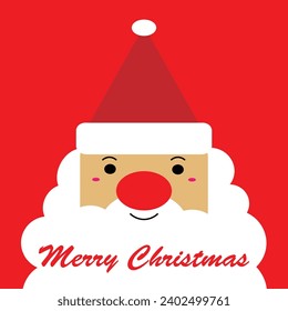 Merry Christmas Santa Claus cartoon with a combination of red and white; flat cartoon design, simple illustration ; christmas card decoration