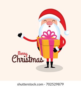 merry christmas santa claus cartoon gift box vector illustration
