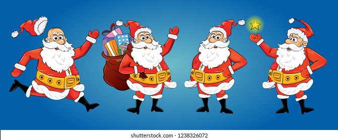 Merry christmas with santa claus character set