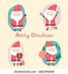 Merry Christmas with  Santa Claus character isolated on white background.