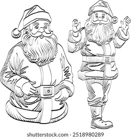 Merry Christmas Santa Claus character with Christmas tree Xmas holiday banner background. Greeting card, web poster template. Christmas vector illustration in flat cartoon style
