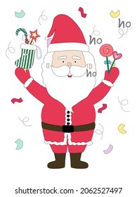 Merry Christmas with Santa Claus characters in various gestures Designed in doodle style for Christmas themes, decorations, cards, patterns, pillow patterns, t-shirts, stickers, digital print and more