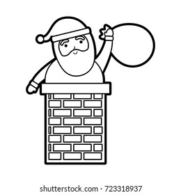 merry christmas santa claus in the chimney with bag toys gift card