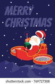 Merry Christmas, Santa  Claus controls a drone sleight