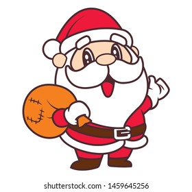 Merry Christmas Santa Claus. Cute cartoon character. - Vector